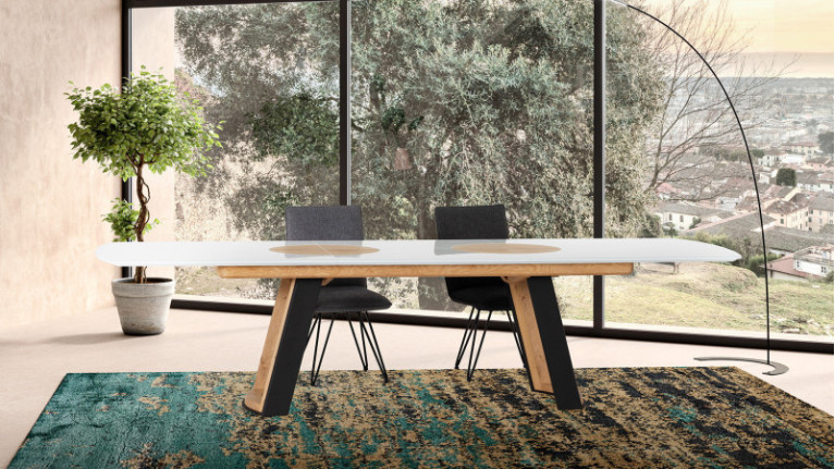 Table repas extensible AUSTRAL I Personnalisable, 2 styles de finition