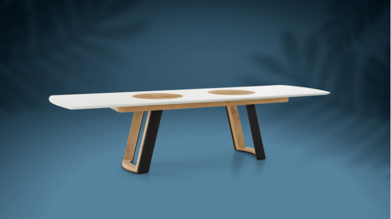 Table repas extensible AUSTRAL I Personnalisable, 2 styles de finition