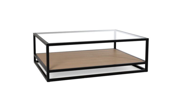 Table basse 120 PRATO - plateau verre et bois