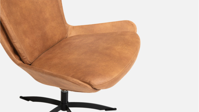 Fauteuil pivotant cuir LIVY | Design scandinave et confort parfait