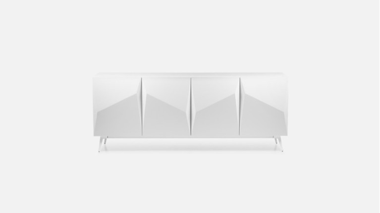 Buffet 4 portes laque brillante ORIGAMI | Design minimaliste