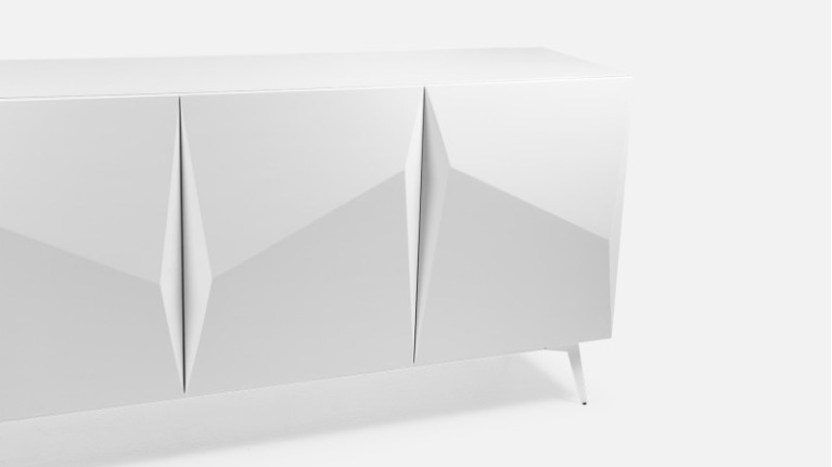 Buffet 4 portes laque brillante ORIGAMI | Design minimaliste