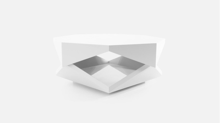 Table basse blanche en laque ORIGAMI | Design minimaliste