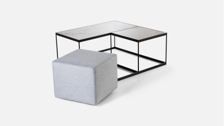 Table basse en céramique BELLAGIO avec son pouf intégré