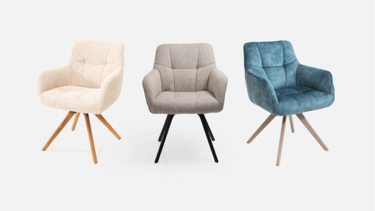 Fauteuil pivotant tissu LITCHI | Design et confort à la scandinave