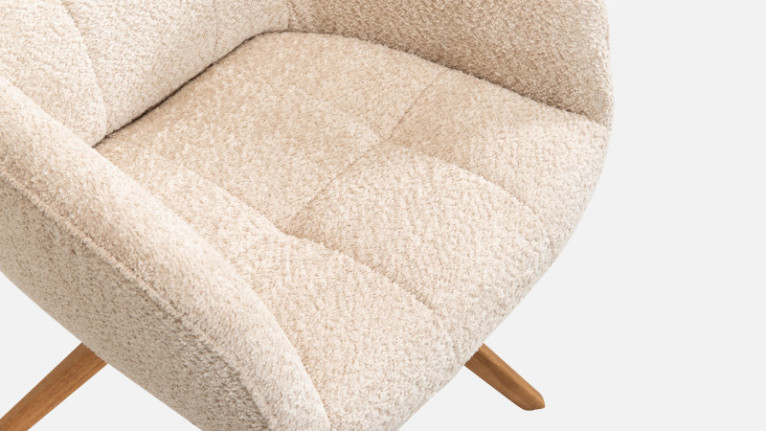 Fauteuil pivotant tissu LITCHI | Design et confort à la scandinave