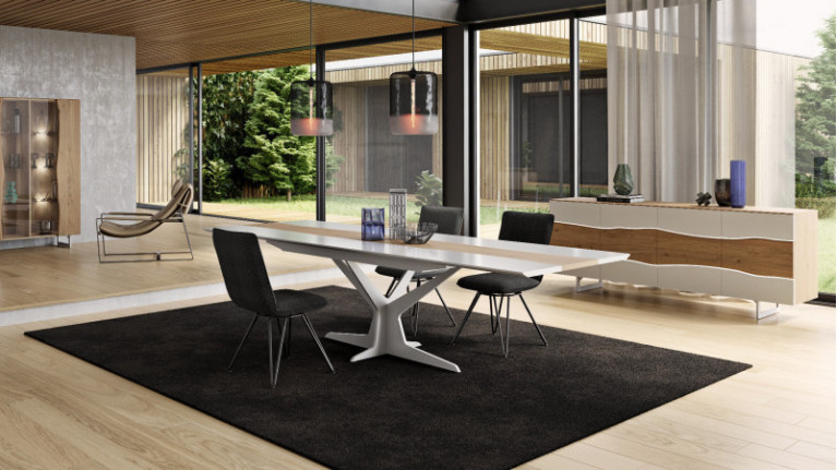 Table extensible RACINE | Céramique inrayable et insert central chêne