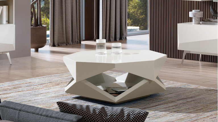 Table basse blanche en laque ORIGAMI | Design minimaliste