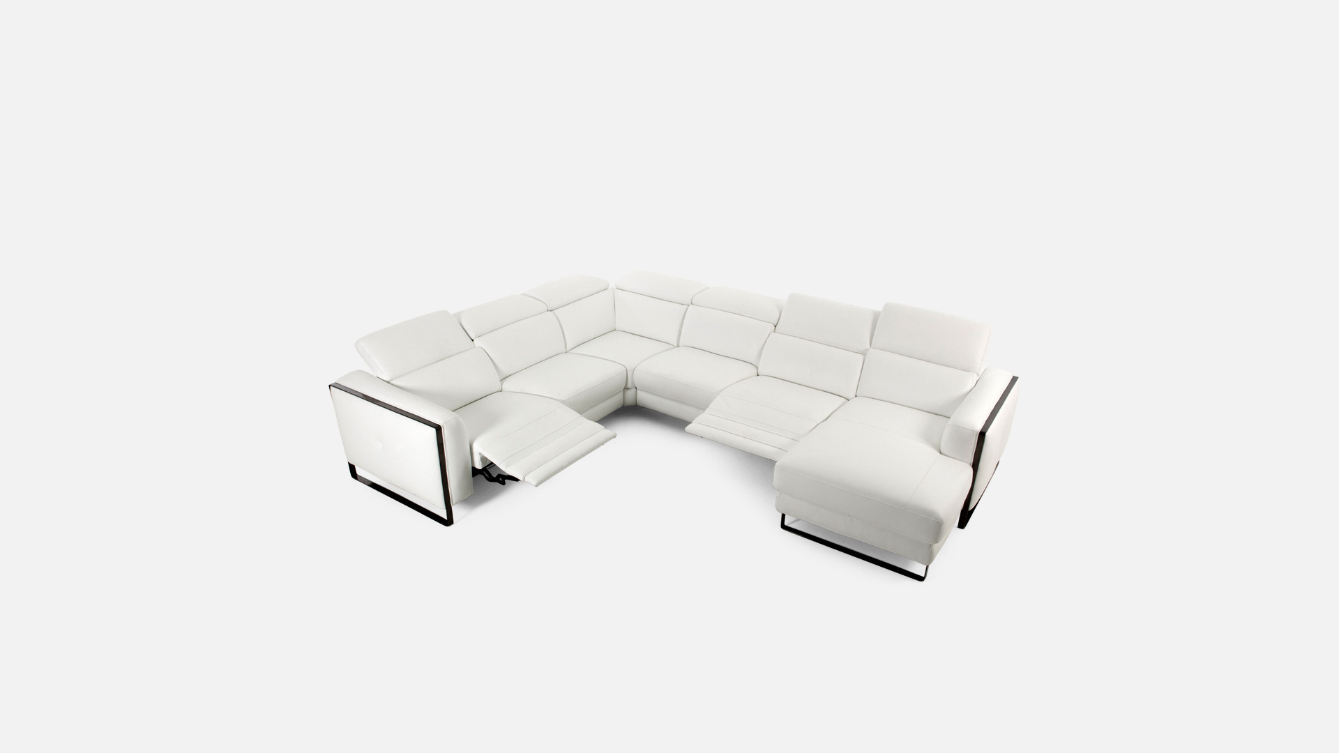 Canapé d'angle chaise longue relaxation électrique cuir BRADLEY