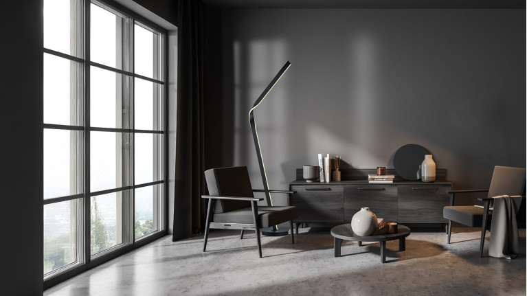 Lampadaire design CICENZA I Pivotant à 360°, variateur intégré